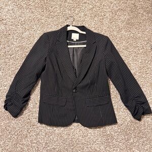 Chic Black Pinstripe Women's Blazer